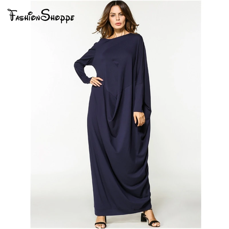 Новое Женское Макси платье простое платье платья рукав «летучая мышь» abaya лоскутное Ближний Восток свободный стиль мусульманская Марокканская Исламская одежда