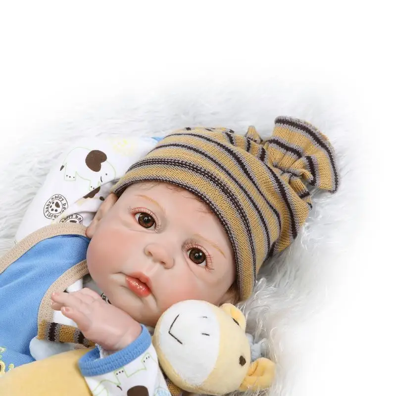 23&quot Full Body Silicone Reborn Baby Boy Doll Vinyl cameron awake Bebe Children Bath Toys Bonecas Gifts | Игрушки и хобби