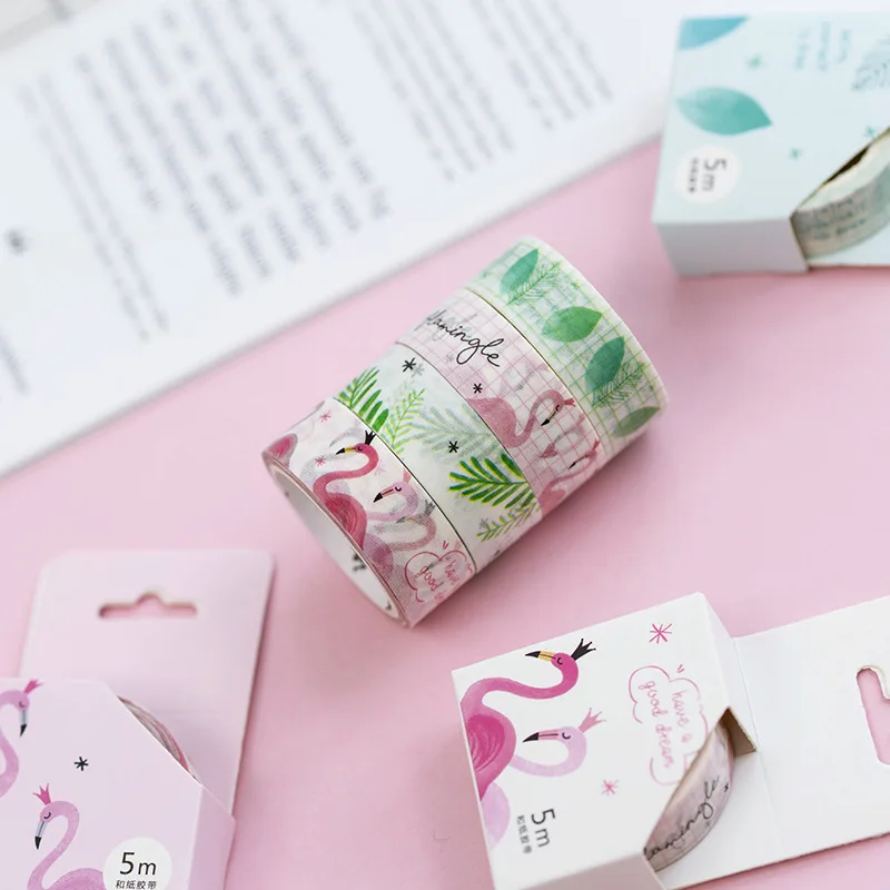 1.5CM X 5M Beautiful Flamingo Washi Tape Diy Decoration For Scrapbooking Masking Adhesive Kawaii Stationery | Канцтовары для офиса