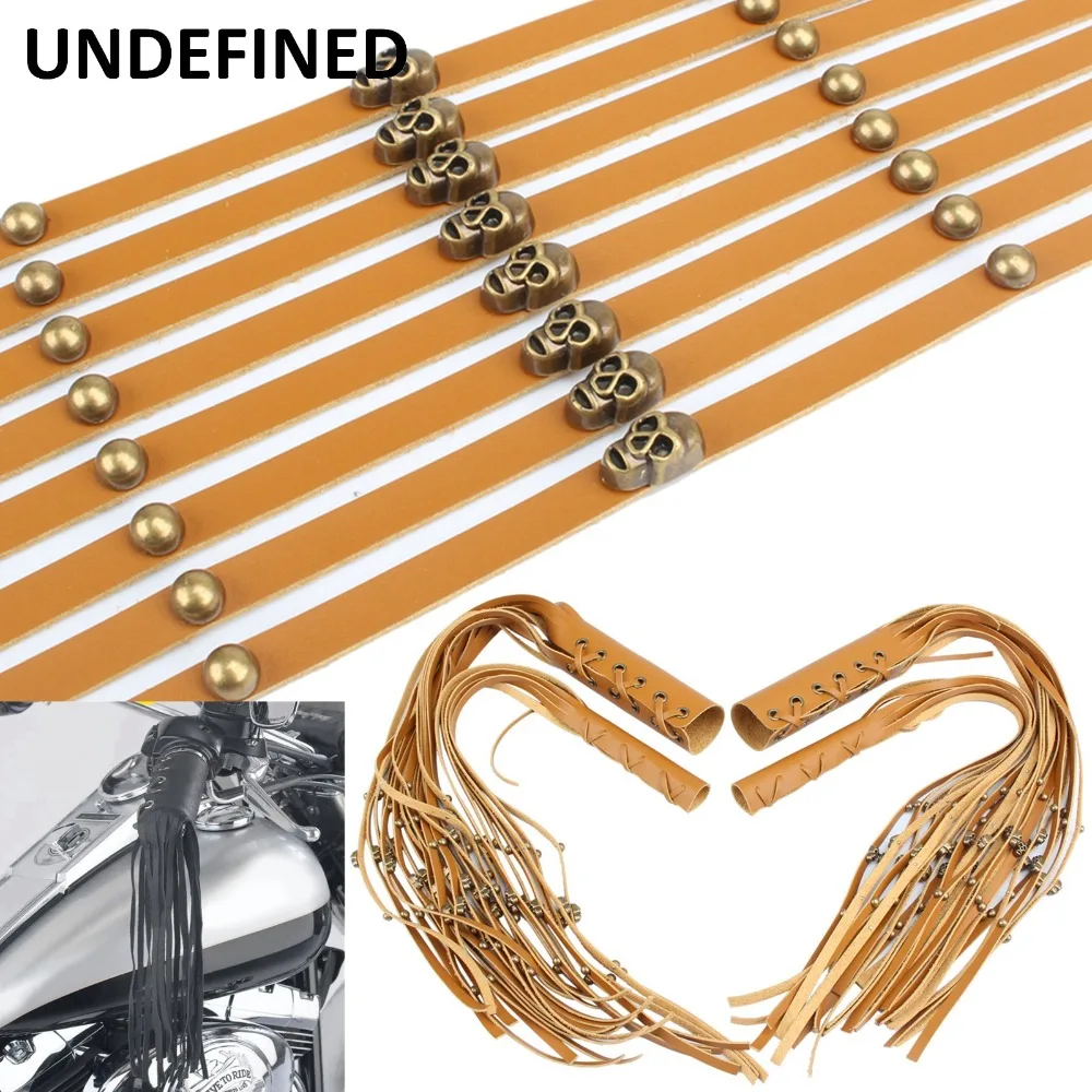 22mm 25MM Motorcycle Handlebar Grip+Clutch Brake Lever Cover Skull PU Leather Tassel For Harley Indian Vintage Bobber Universal |