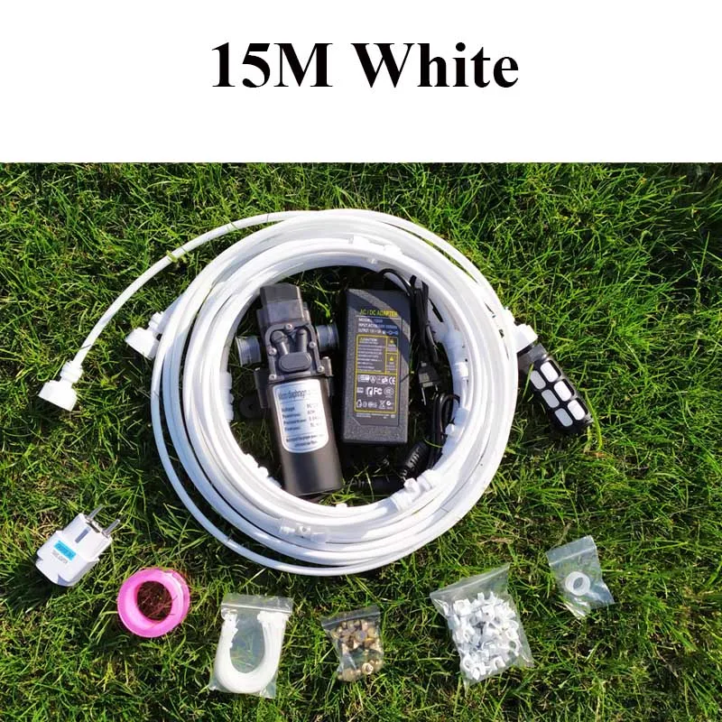 15M White 6 м~ 18 м садовая система распыления воды спрей с насосом и силовым небулайзером для цветов растительная теплица орошения и запотевания сада - Цвет: 15M White