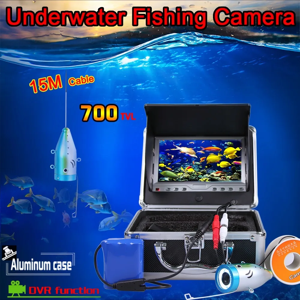 

(1 set)15M Cable Underwater Camera system with DVR Function 7inch color monitor HD 700TVL Waterproof Fish Finder Night Version