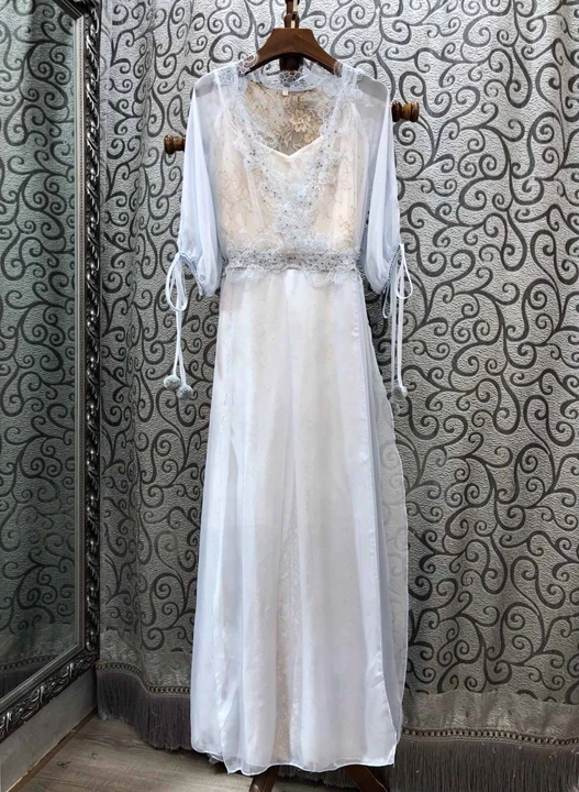 Высокое качество, новинка, летние, длинные, вечерние, Vestidos, женские, кружевные, с бисером, в стиле пэчворк, 3/4 рукав, элегантные, шелковые, длинные, Макси платья