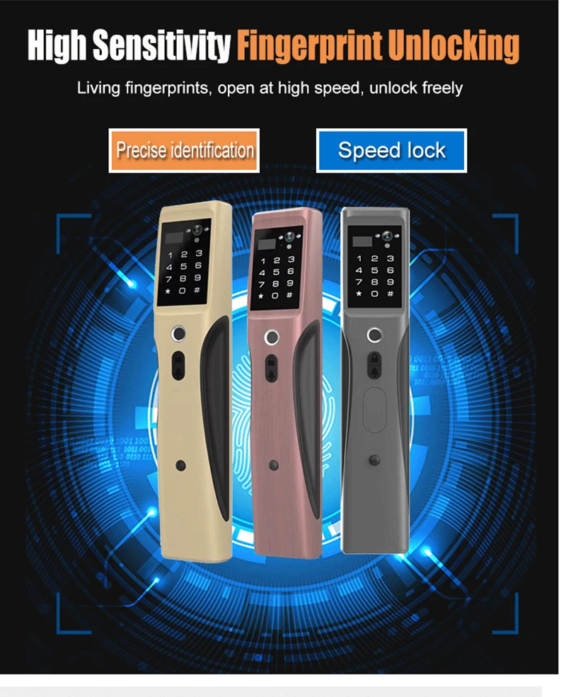Smart Cerradura WIFI Door Lock Video Peephole Door Camera Fingerprint Password Electronic Lock Viewer Doorbell Remote APP Unlock