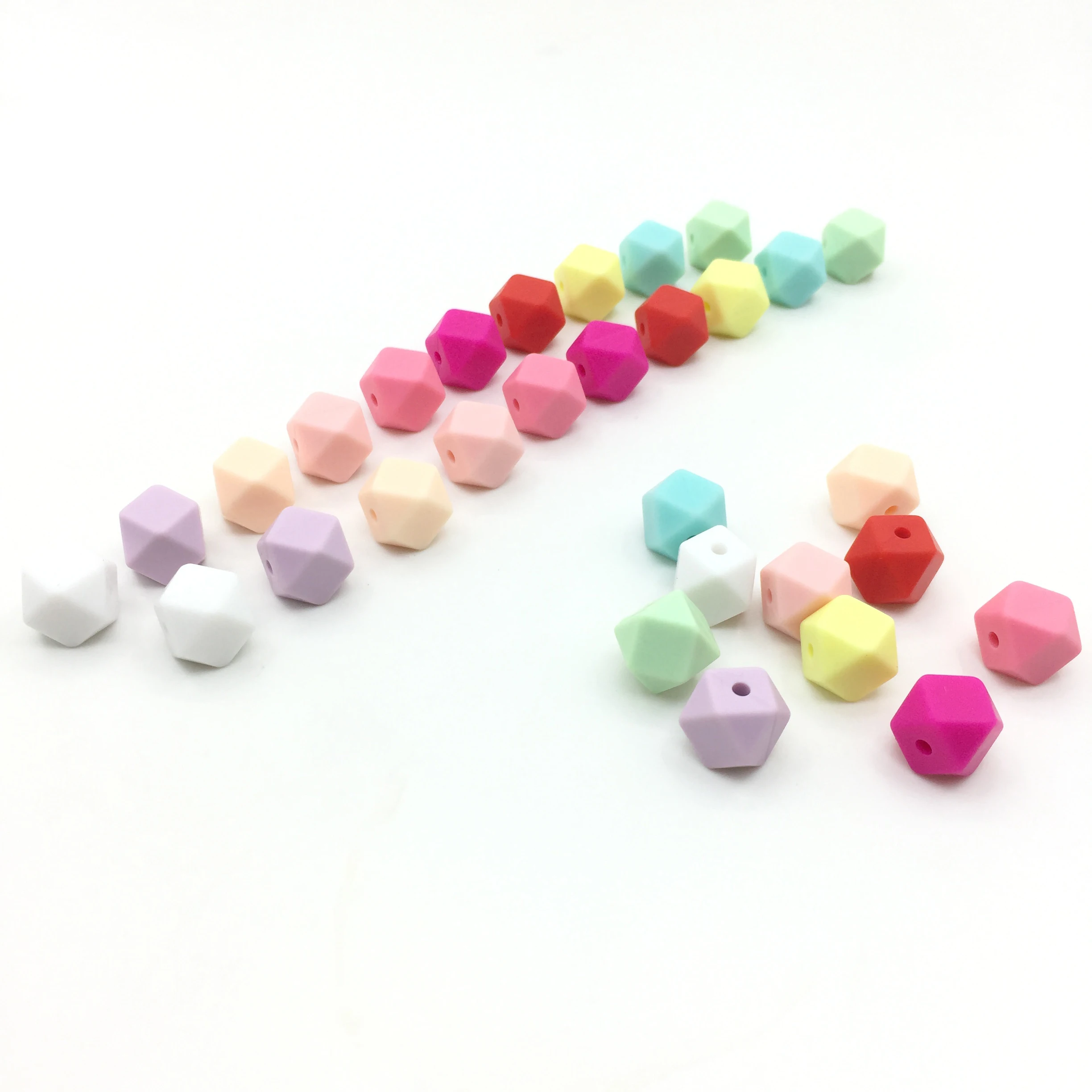 

100pcs DIY hexagon Silicone Teething Bead Baby Chewable Teether Pacifier Clips Beads Food Grade Silicone BPA FREE Teething Toys