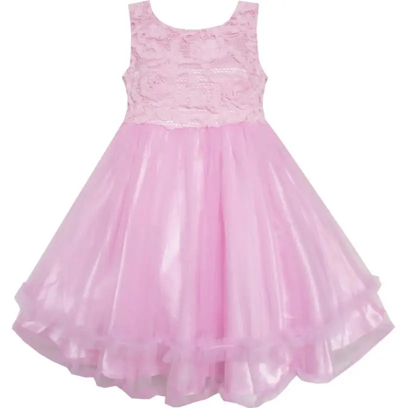 Sunny Fashion платья для девочек новогодние костюмы Цветок Девушка Платье Розовый Тюль