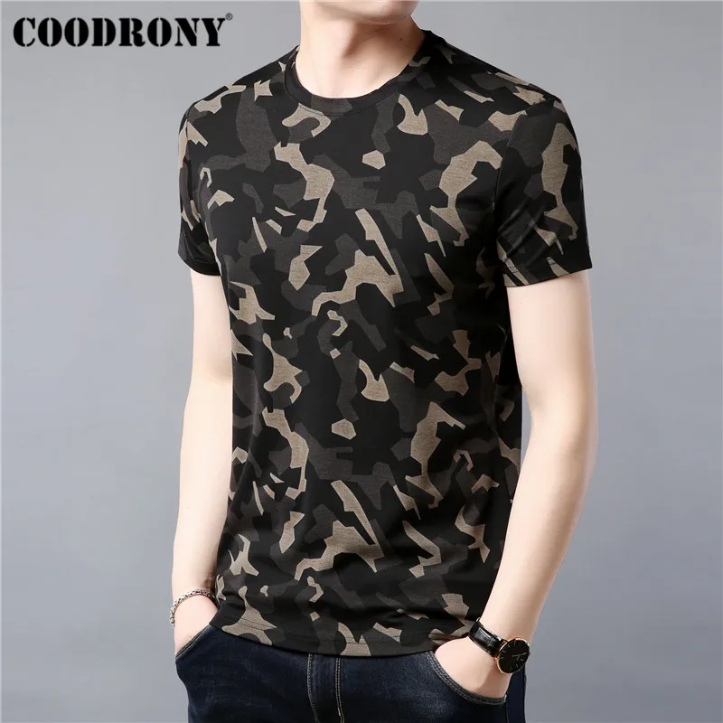 Футболка COODRONY мужская с коротким рукавом модная камуфляжная уличная одежда