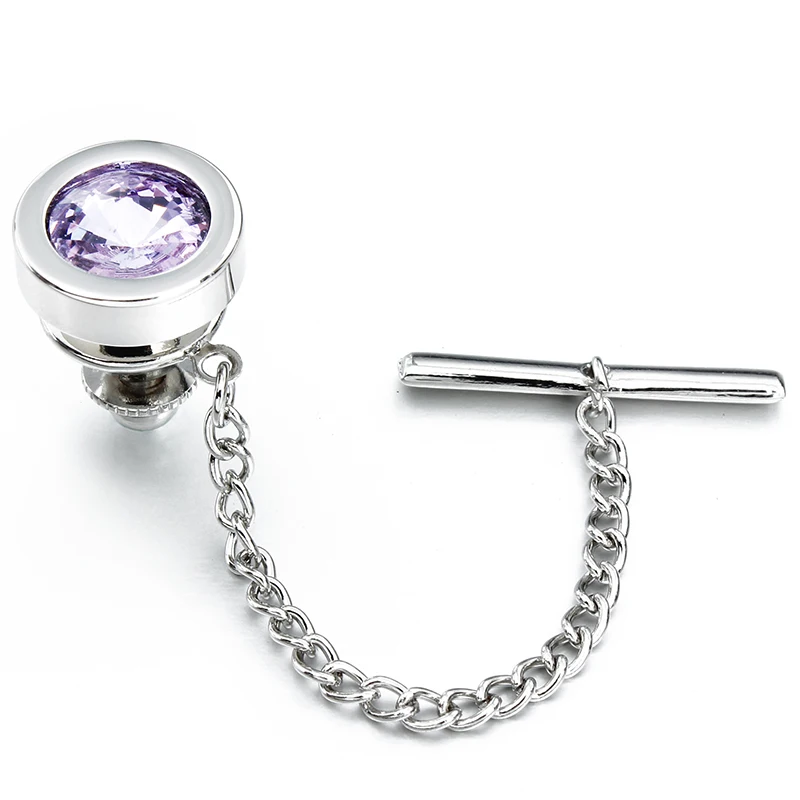 Light Purple HAWSON круглая блестящая резинка Tack для мужские украшения для футболки модный галстук Pin подарок для мужчин - Окраска металла: Light Purple