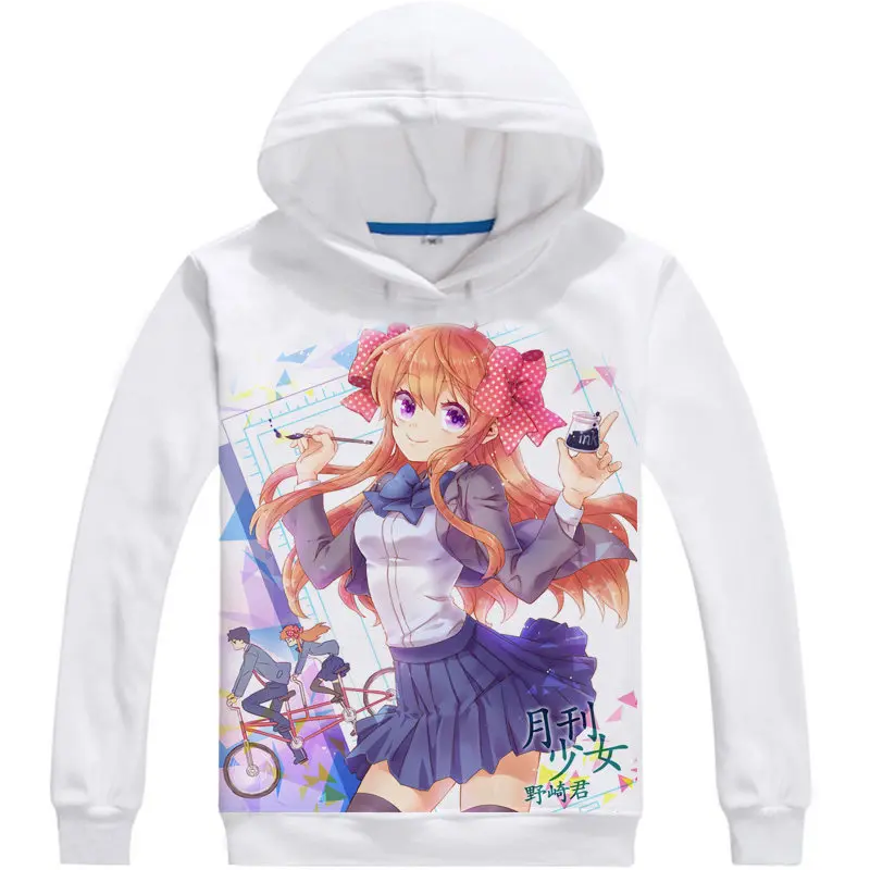 Ежемесячная Толстовка для девочек Nozaki kun аниме Chiyo Sakura Косплей белые толстовки