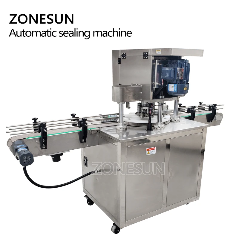 ZONESUN автоматический на круглых бутылках фруктовые очки Алюминиевый, оловянный консервные банки с резьбой затычки укупорки машина жесть уплотнение крышки машина