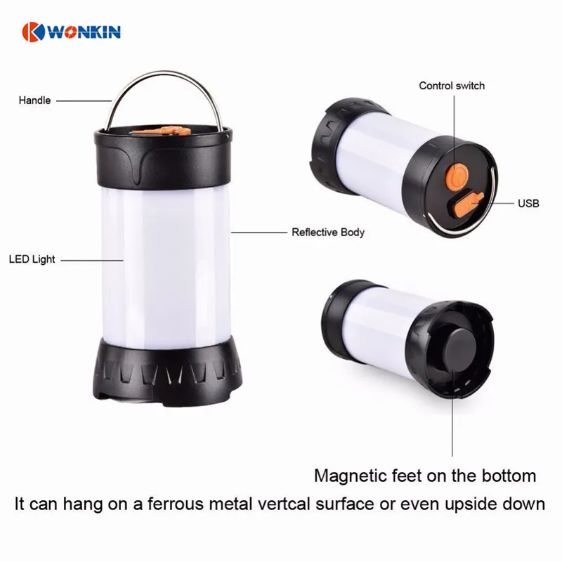 Led Camping Light Rechargeable Portable Lantern Flashlight USB Outdoor waterproof IPX7 Magnetic | Освещение