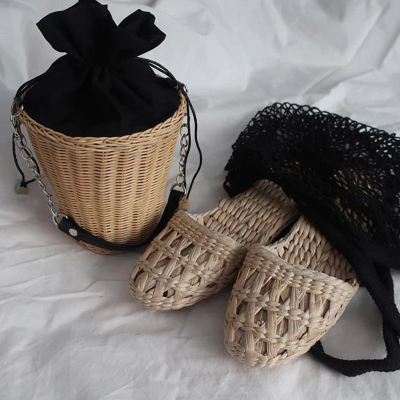 Женские соломенные шлепанцы AGESEA летняя модная домашняя обувь унисекс удобные