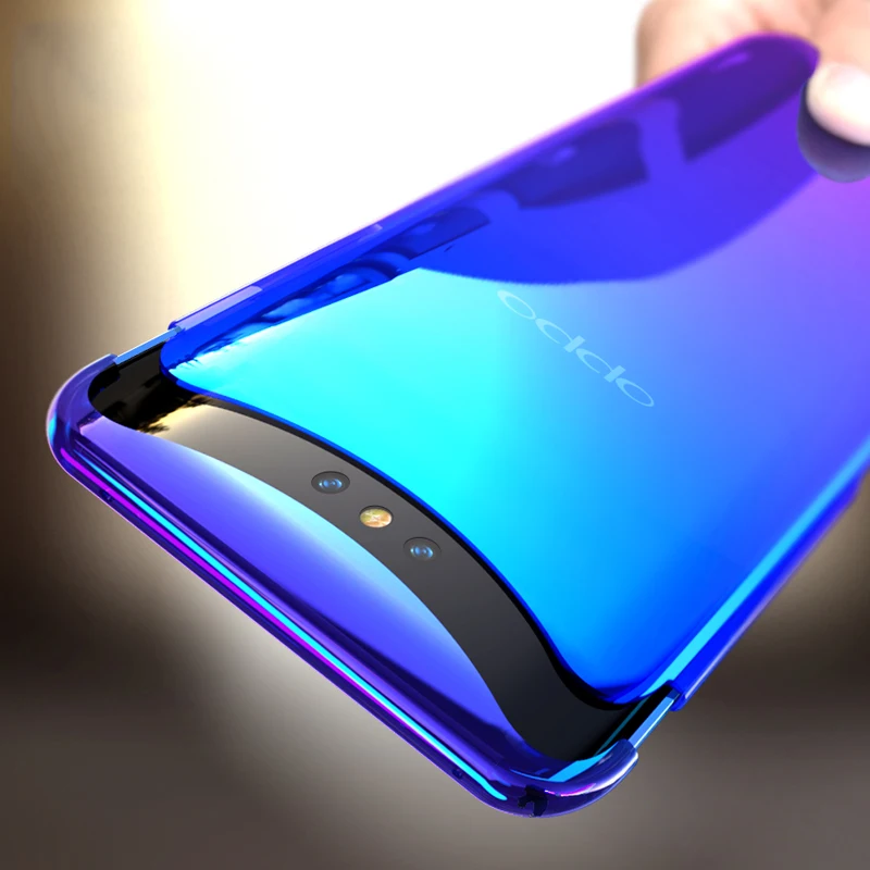 ADKO Color Gradient Case For Oppo Find X Plating Electroplated Glossy Slim Clear Transparent Hard Back Cover |
