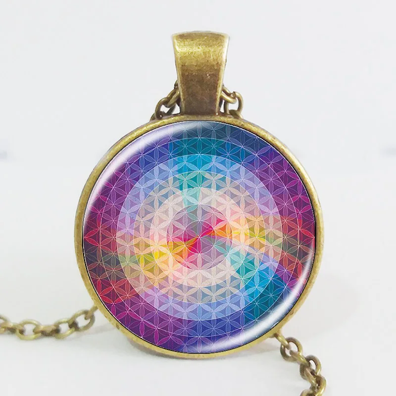 2017 цветок жизни арт фото zen подвеска ожерелье амулеты стекло кабошон Йога