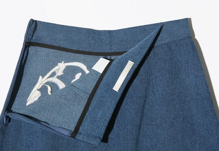 Женская джинсовая юбка с цветочной вышивкой модель G293 в Корейском стиле девушки