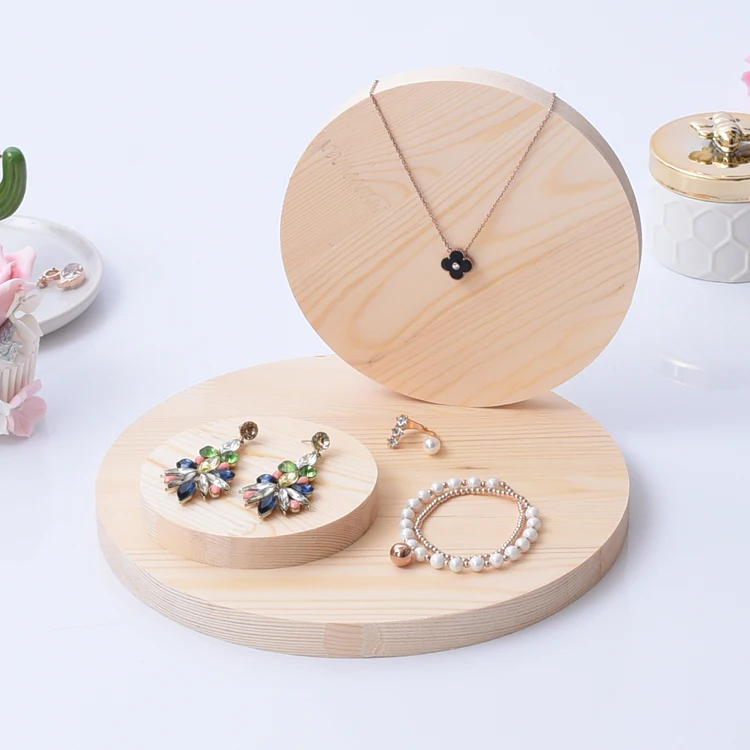 Новые модные круглые деревянные витринные блоки для ювелирных изделий держатель