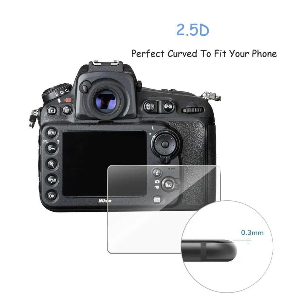 2 упаковки для Nikon D800 D810 D810A D850 0,3 мм 2.5D 9H прозрачная защитная пленка из закаленного стекла для цифровой камеры с защитой от царапин