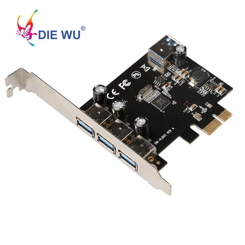 3 + 1 порта USB3.0 плата расширения для VIA PCI Express X1 на Внешний внутренняя PCIe карта