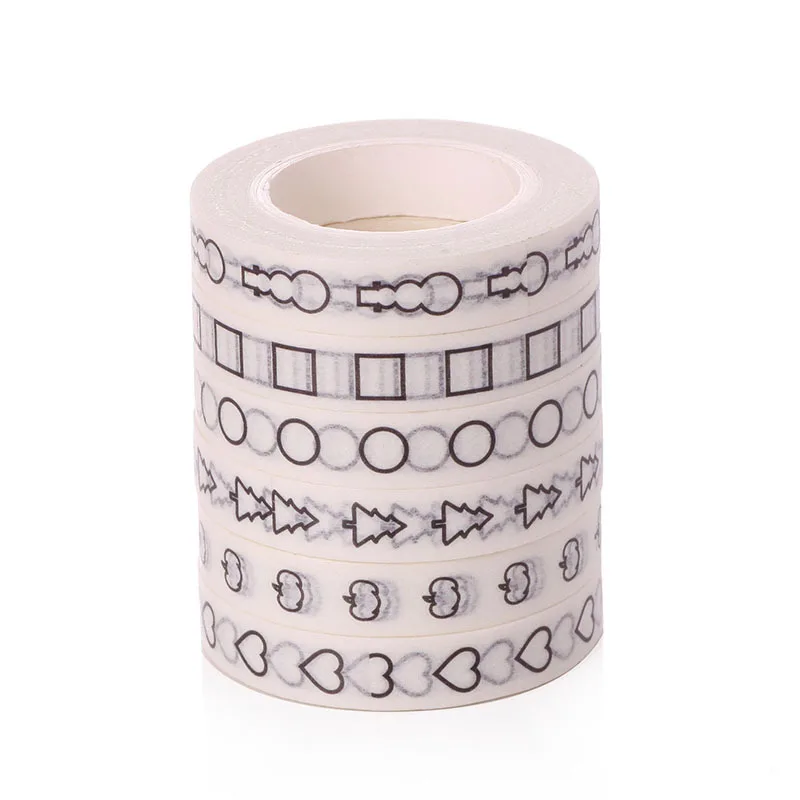 1 шт 8 мм * 10 м белый и черный клейкая лента Washi школьные канцелярские товары Сделай