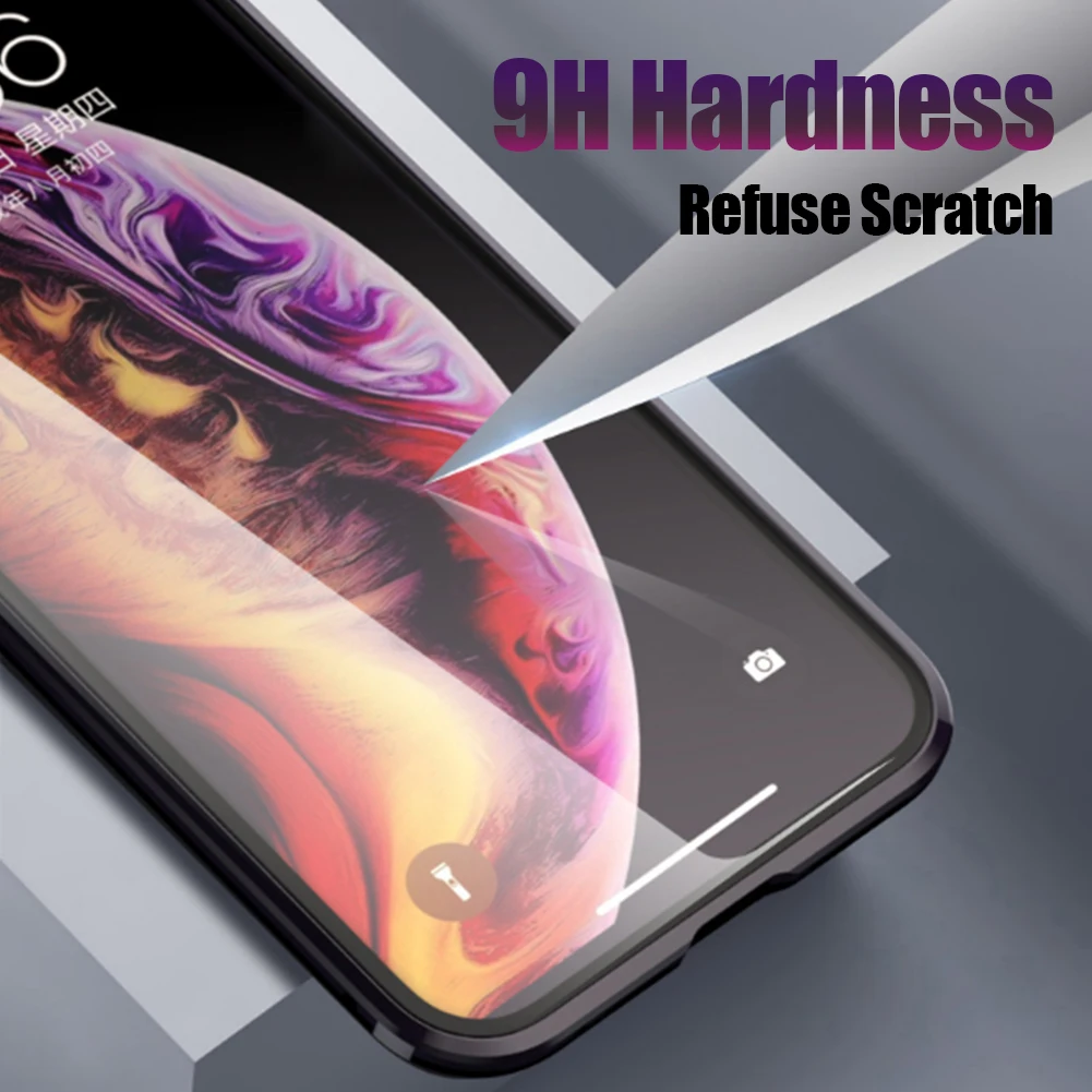 Закаленное стекло Магнитный чехол Двусторонняя полная защита для iPhone X XS MAX XR