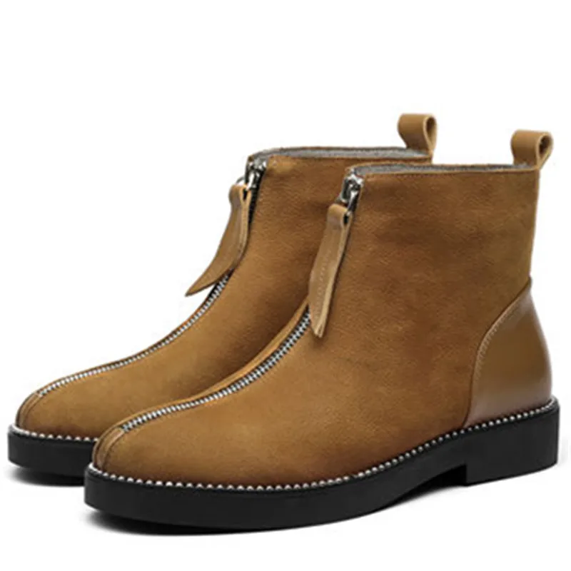 

Smeeroon 2020 new arrival autumn round toe women boots high quality top genuine leather boots zip low heels ankle boots