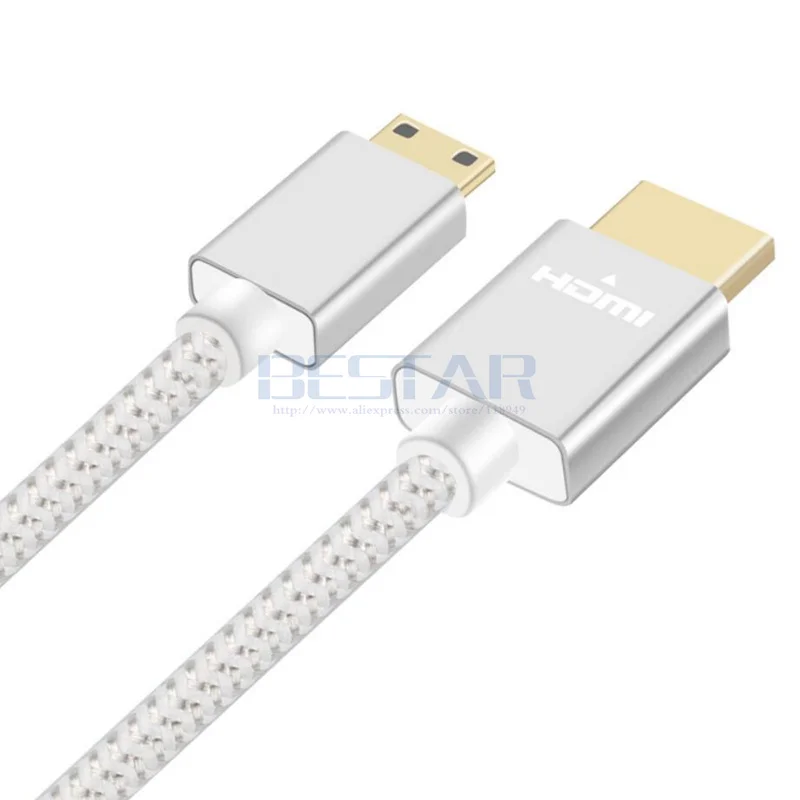 Серебристая оплетка HDMI 2 0 для Mini мужчина к мужчине HD 3D 4K 60Hz кабель V2.0 V 4FT 6FT 10FT