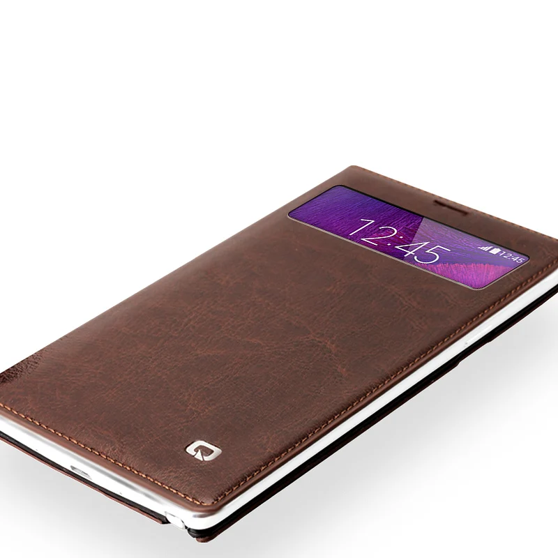 Чехол книжка QIALINO из натуральной кожи с окошком для samsung galaxy note 4 N9100 (не умная