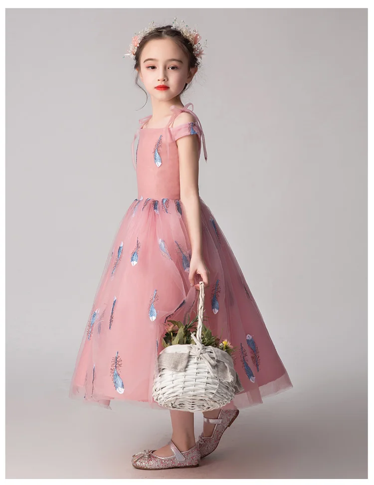 Flower Dress For Girls 10 To 12 Years Summer Teenager Robe Ceremonie Fille Mariage Enfant Gray | Детская одежда и обувь