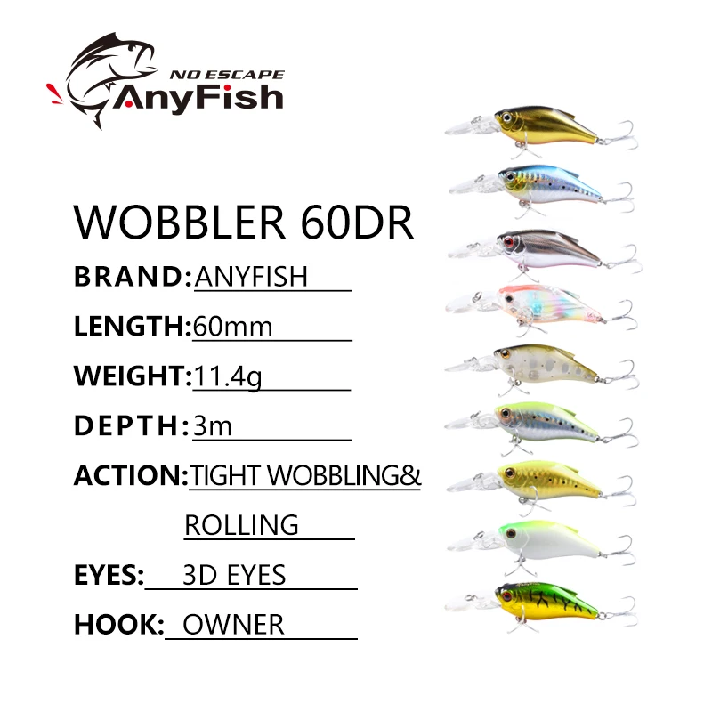 Воблер ANYFISH 60DR плавающие рыболовные приманки с 3D глазами жесткая искусственная