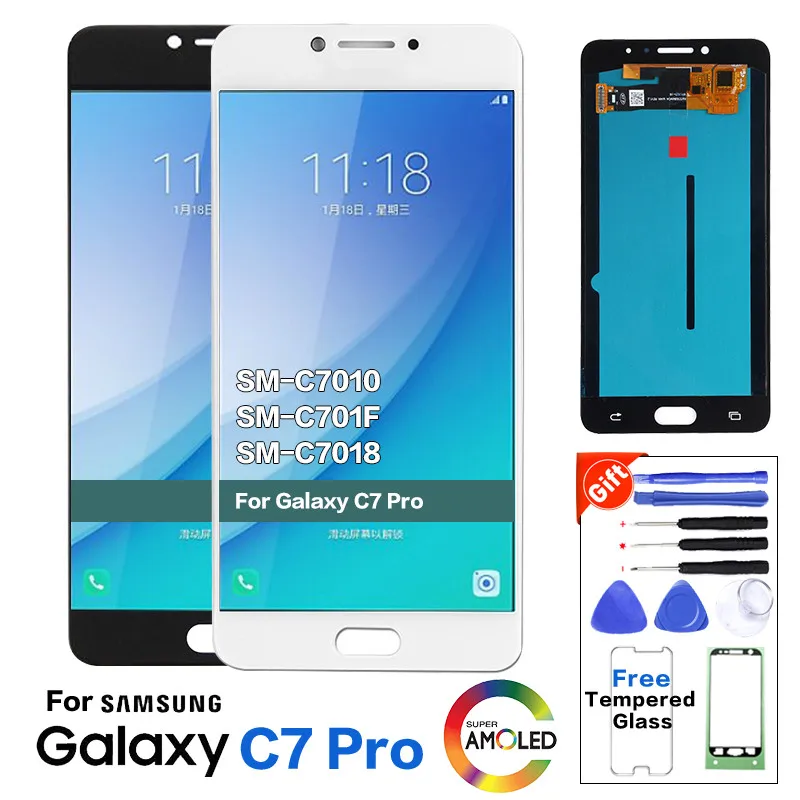 Для samsung Galaxy C7 Pro C7010 ЖК-дисплей с кодирующий преобразователь сенсорного экрана в сборе Замена C7 Pro ЖК-экран+ Инструменты