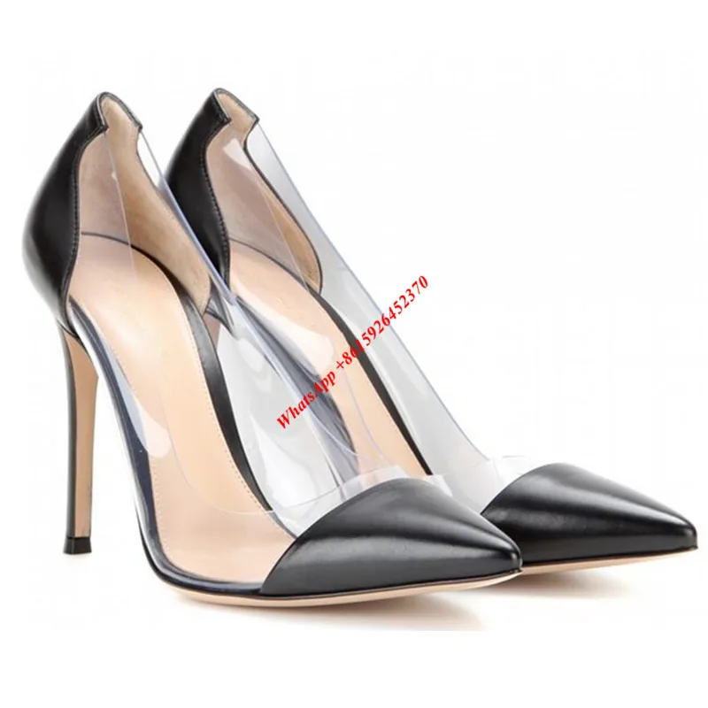 Красный/Обнаженная Ясно ПВХ Элегантные Дамы Насосы 2017 Новый Женская Обувь Острым