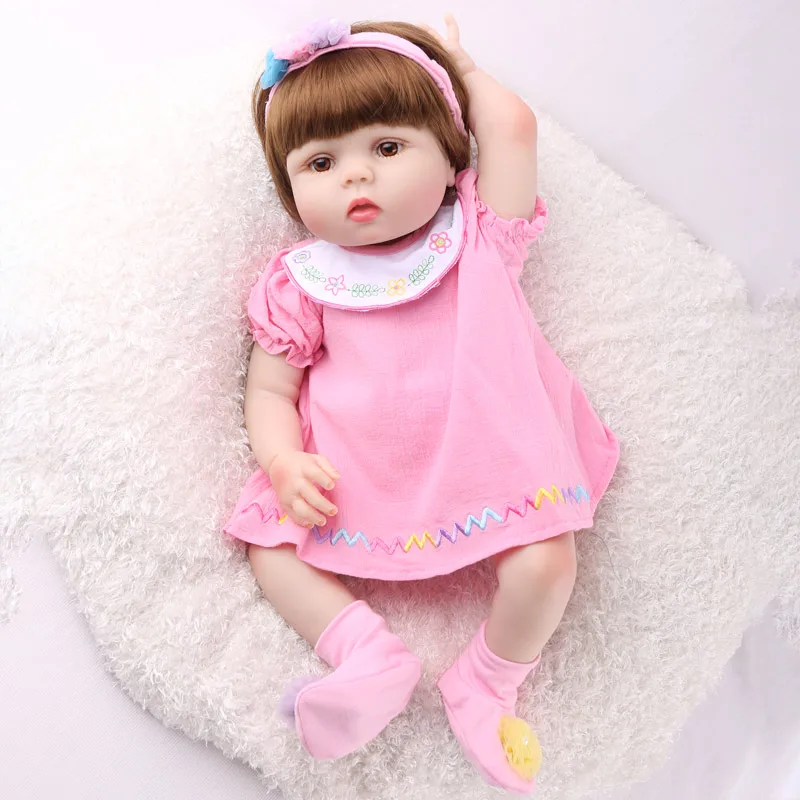 Силиконовая кукла Reborn Baby Реалистичная розовая принцесса милая 55 см подарок на