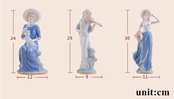 Изящная фарфоровая статуэтка ручной работы Элегантные западные женские