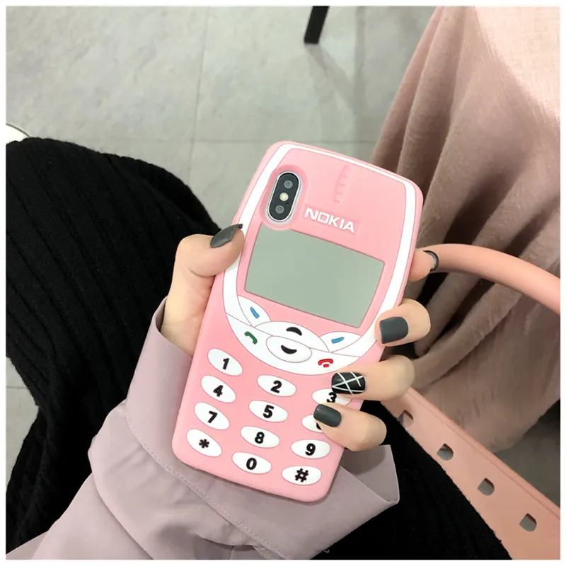 Старый силиконовый чехол для мобильного телефона iphone 11 Pro Max Xr X Xs Max 6 7 8 Plus, чехол с 3D рисунком, милый противоударный чехол - Цвет: Pink color