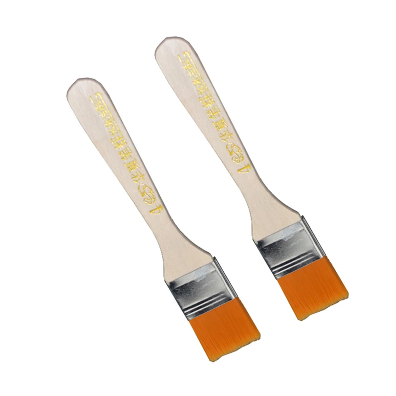 2pcs Orange Bristle Wooden Handle Oil Painting Paint Brush 1.2&quot Width |