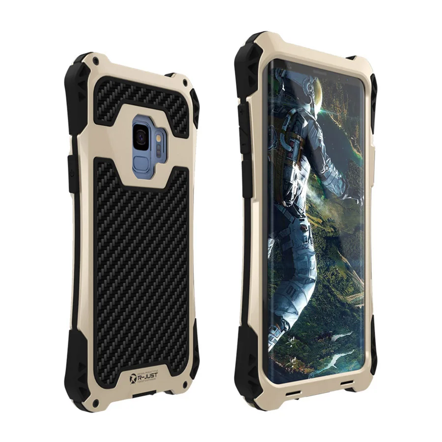 gold black black Для samsung Galaxy S9 чехол для samsung S8 S9 plus чехол из углеродного волокна Алюминиевый металлический защитный чехол для Galaxy Note 8 S7 S7 edge - Цвет: gold black black