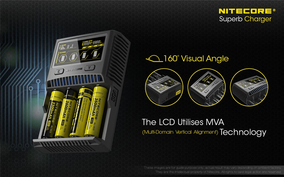 NITECORE SC4 превосходное автомобильное зарядное устройство для литий-ионных IMR LiFePO4 Ni-MH(NiCd) 18650 17650 17670 16340 14500 батареи Макс 3 А с одним слотом