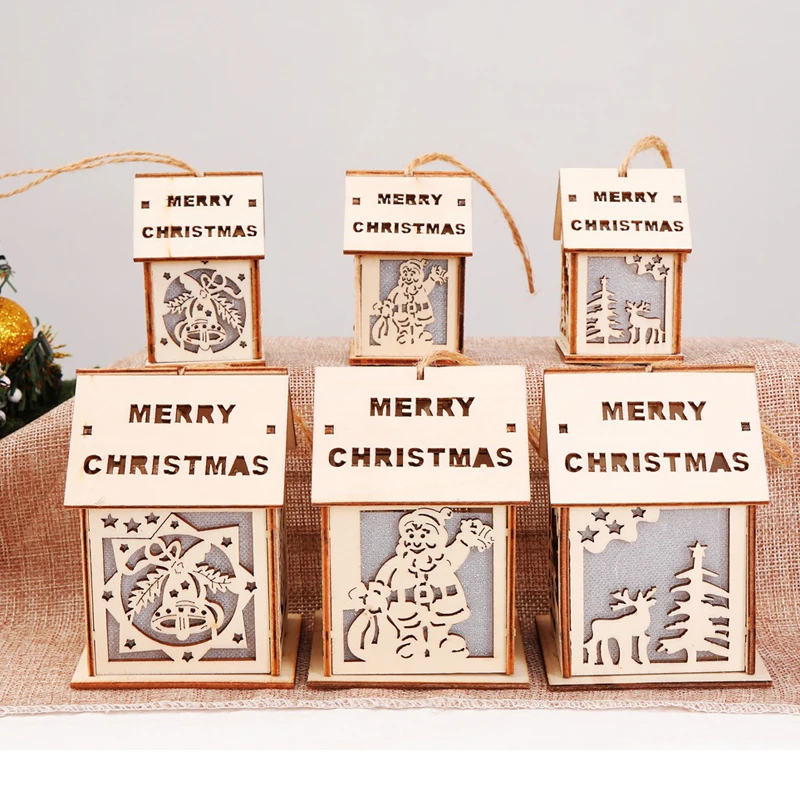Светодиодные деревянные домики для дерева Navidad 2019 рождественские украшения дома