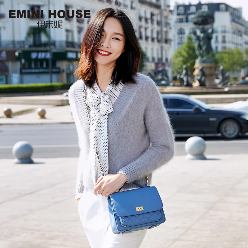 EMINI HOUSE ромбовидная решетка Лоскутная сумка Роскошные сумки женские дизайнерские
