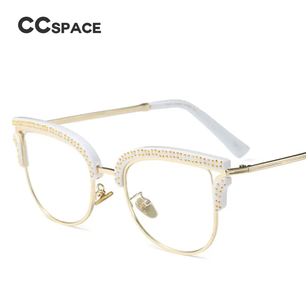 CCSPACE 45530 женские Полностью Золотые очки с заклепками, оправа для мужчин и женщин, брендовые дизайнерские оптические очки, модные очки для компьютера