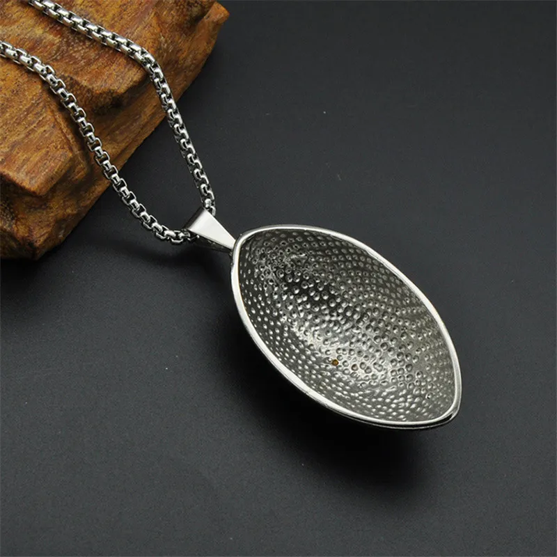 Rugby Ball Oval Retro Pendant Necklace Stainless Steel Charm American Football Sport Hiphop/Rock Style Jewelry For Men |