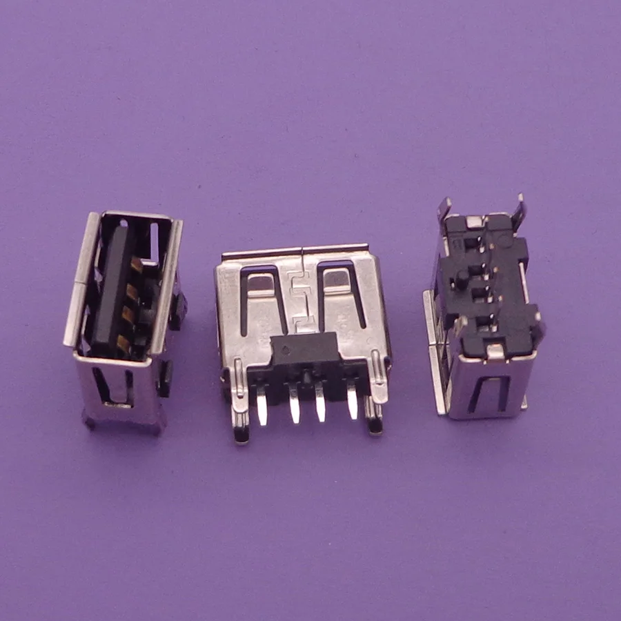 

100Pcs/lot A Type Flat Angle 180 Degree Female USB PCB Connector Socket USB Jack Plug (black)
