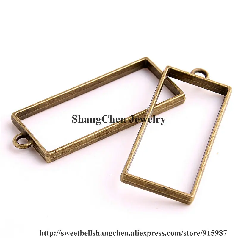 

20 pcs 20*49mm Alloy jewelry setting accessories rectangle hollow glue blank pendant tray bezel charms DIY Handmade Craft