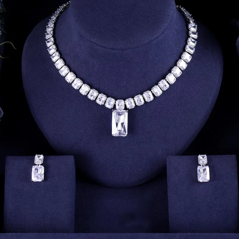 Jankelly Новые Зеленые комплекты ювелирных изделий Блестящий кубический циркон