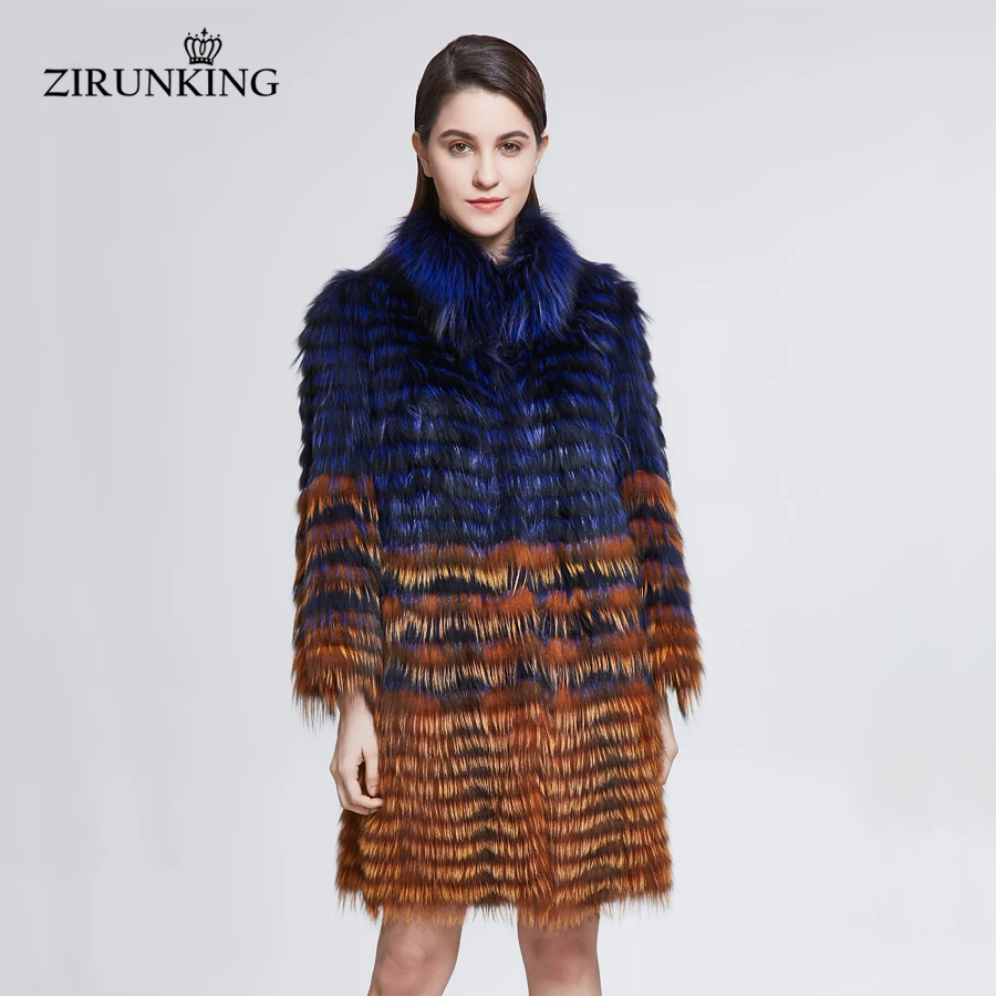 ZIRUNKING брендовые новые шубы из натурального Лисьего меха женские яркие цвета настоящая Меховая куртка Верхняя одежда леди размера плюс Лисий Мех Верхняя одежда ZC1824