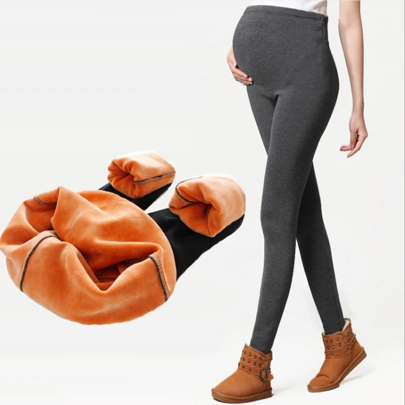 

Women Clothing Maternity Clothes Winter Leggings Thickened With Velvet Pregnant Women Trousers Warm Pants Winter Maternity Dress