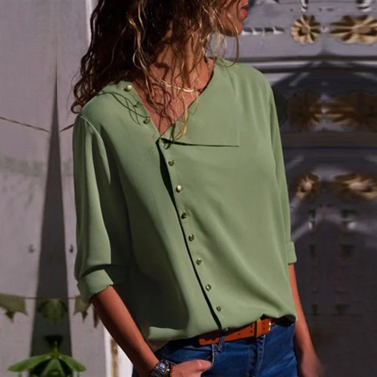 Женские топы и блузки от BHflutter осень 2019 Повседневная Блузка с длинным рукавом