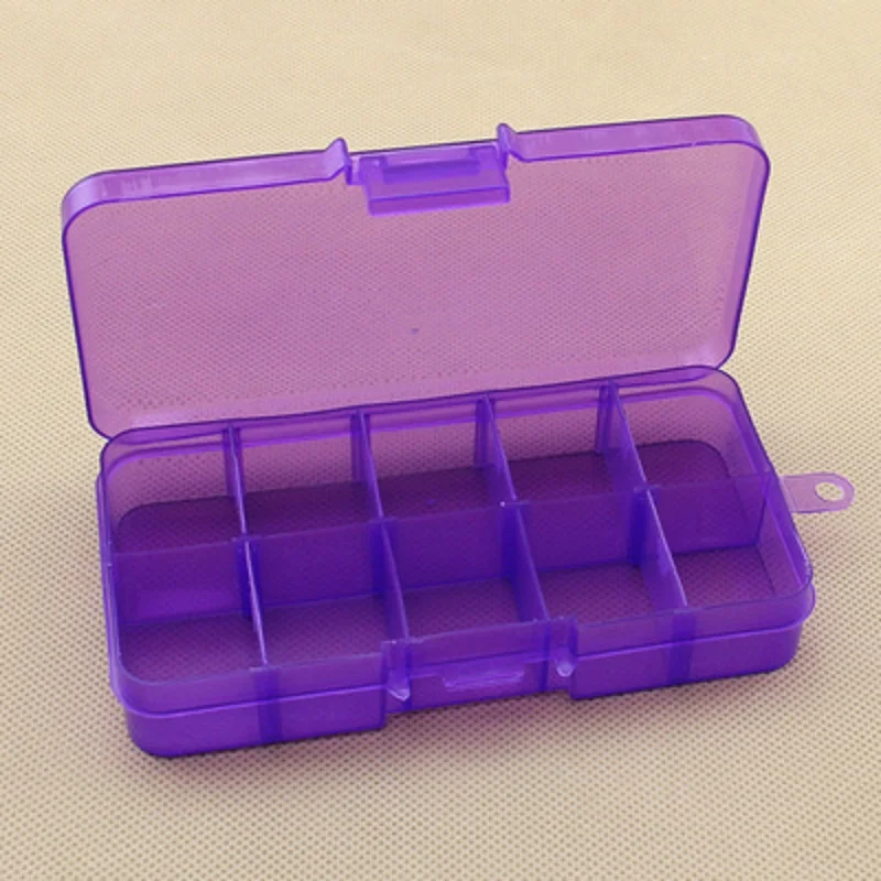 purple 10 съемная коробка для хранения удобно десять сетки можно собрать полипроленовая пластиковая коробка ювелирные изделия серьги ожерелье коробки бусина отделка корпуса - Цвет: purple
