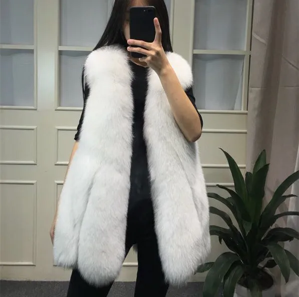 Real Fox Fur Vest Women Genuine Fur Vest Winter Ladies Gilet Thick Sleeveless Jacket Waistcoat Natural Real Fox Fur Vest Female enlarge