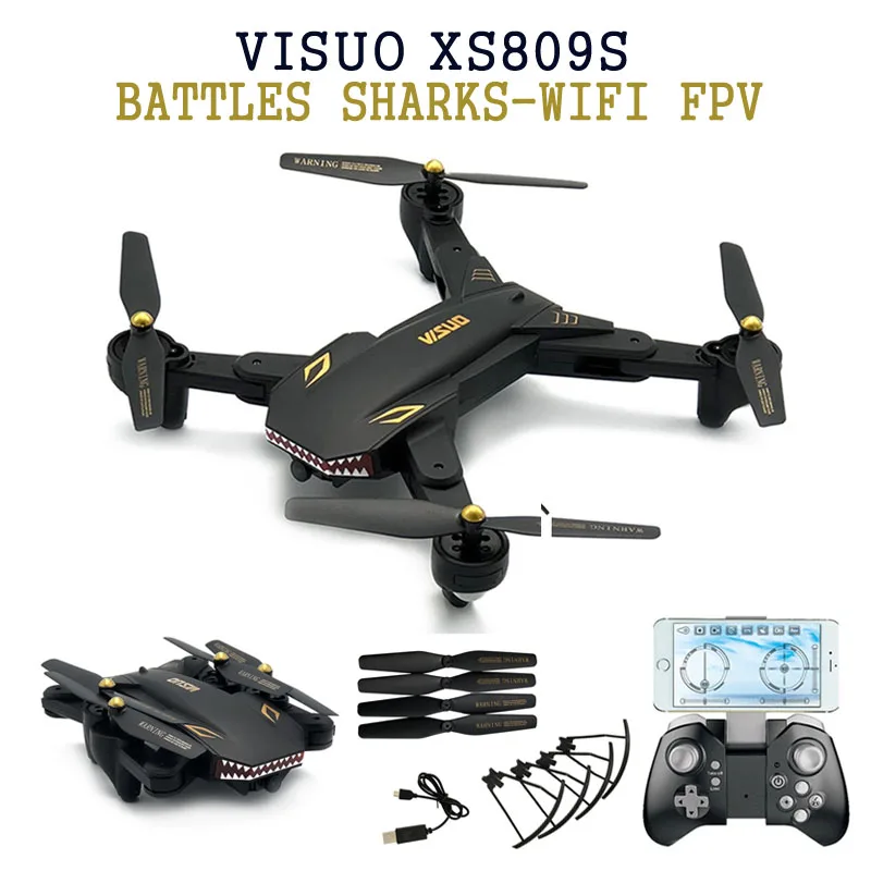 

VISUO XS809S BATTLES SHARKS WIFI FPV W/ Wide Angle Camera 20Mins Flight Time Foldable RC Quadcopter VS Visuo XS809HW
